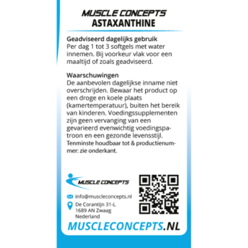 product label astaxanthine informatie