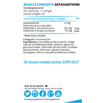 product label astaxanthine ingrediënten