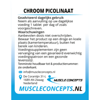 Product label Chroom Picolinaat informatie