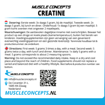 product label creatine informatie