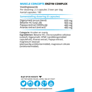 product label enzym complex ingrediënten