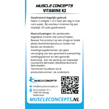 Product label vitamine K2 informatie