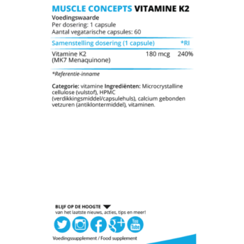 Product label vitamine K2 ingrediënten