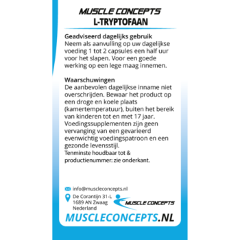 Product label L-tryptofaan informatie
