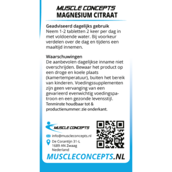 Product label magnesium citraat informatie