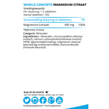 product label magnesium citraat ingrediënten