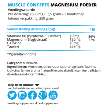 product label magnesium poeder Ingrediënten