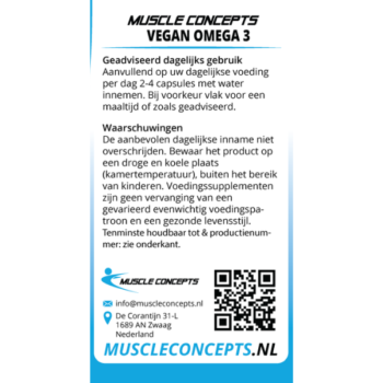Product label vegan omega 3 informatie