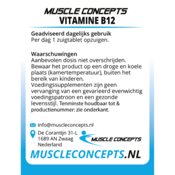 product label vitamine B12 informatie