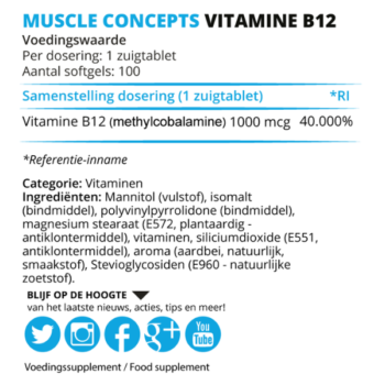 product label vitamine B12 ingrediënten