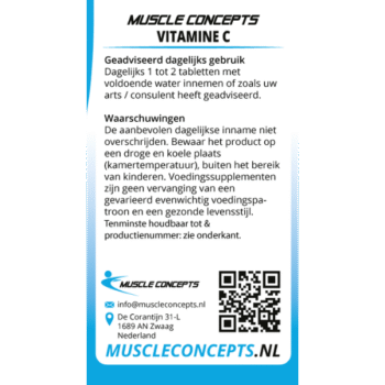 Product label vitamine c informatie