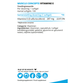 product label Vitamine E ingrediënten