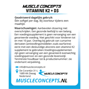 product label vitamine K2 + D3 informatie