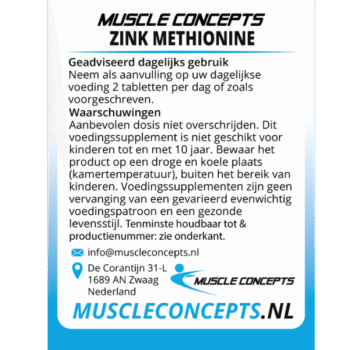Product label Zink informatie