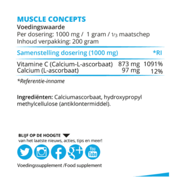 product label vitamine c poeder ingrediënten